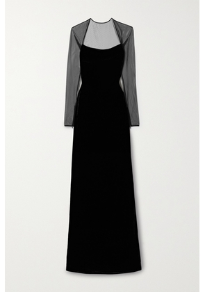 Ralph Lauren Collection - Hartwell Mesh-trimmed Velvet Gown - Black - US0,US2,US4,US6,US8,US10,US12