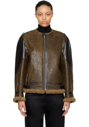 Givenchy Brown Cracked Leather Jacket