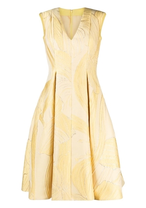 Talbot Runhof V-neck A-line dress - Yellow