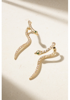Ileana Makri - Boa 18-karat Gold, Diamond And Tsavorite Earrings - One size