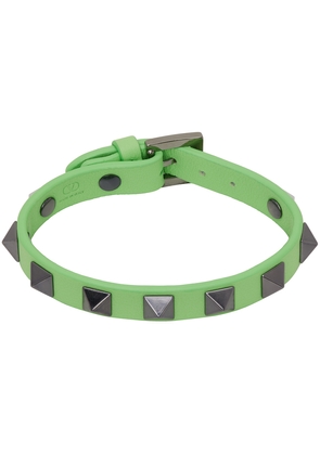 Valentino Garavani Green Rockstud Leather Bracelet