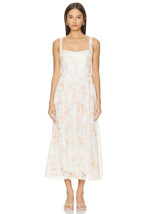 Bardot Lilah Midi Dress in White. Size 10, 4, 6, 8.