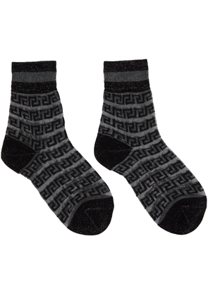 Versace Black Greca Sheer Socks