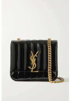 SAINT LAURENT - Vicky Small Quilted Patent-leather Shoulder Bag - Black - One size