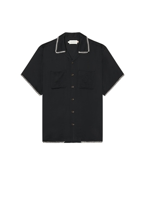 Honor The Gift Blanket Stitch Woven Shirt in Black. Size M, XL.