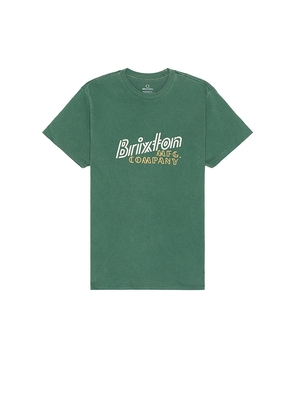 Brixton Gustin Short Sleeve Tailored Tee in Green. Size M, S, XL/1X.