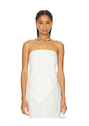 Enza Costa Linen Scarf Top in White.
