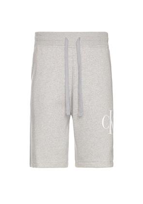 Calvin Klein Monogram Fleece Short in Grey. Size XL/1X.