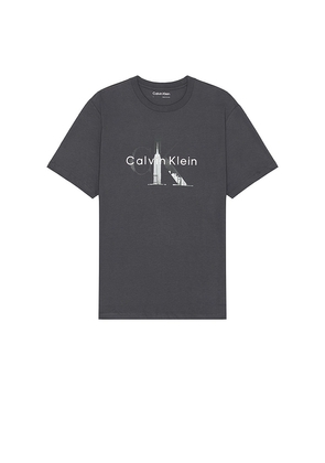 Calvin Klein Cityscape Monogram Tee in Grey. Size XL/1X.