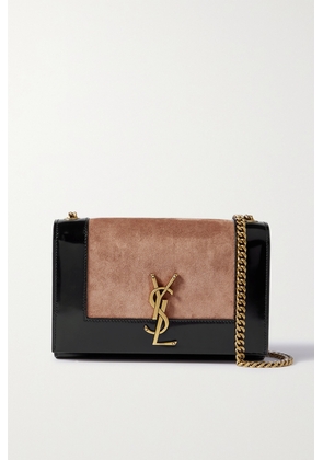 SAINT LAURENT - Kate Small Glossed-leather And Suede Shoulder Bag - Neutrals - One size