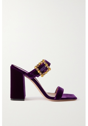 Gianvito Rossi - Velluto 95 Crystal-embellished Velvet Sandals - Purple - IT35,IT36,IT36.5,IT37,IT37.5,IT38,IT38.5,IT39,IT39.5,IT40,IT40.5,IT41,IT42