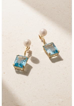 Mateo - Convertible 18-karat Gold, Topaz And Pearl Earrings - Blue - One size
