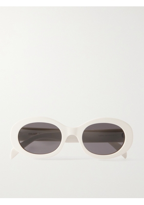 CELINE Eyewear - Triomphe Oval-frame Acetate Sunglasses - Ivory - One size