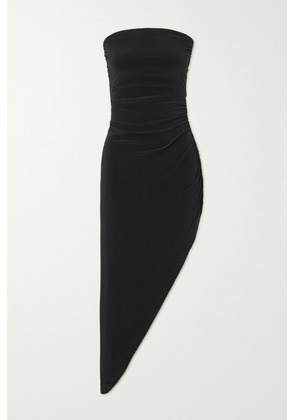 Norma Kamali - Strapless Asymmetric Ruched Stretch-jersey Dress - Black - xx small,x small,small,medium,large,x large