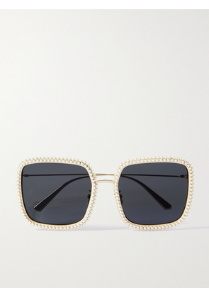 DIOR Eyewear - Missdior S2u Embellished Oversized Square-frame Gold-tone Sunglasses - One size