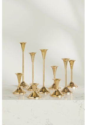 Fourth Street - Puddle Set Of Nine Brass Candlesticks - Gold - One size