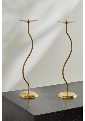 Fourth Street - Dancing Duo Set Of Two Brass Candlesticks - Gold - One size