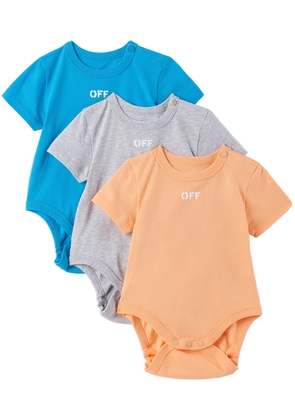 Off-White Three-Pack Baby Multicolor Bodysuits