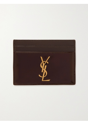 SAINT LAURENT - Cassandre Embellished Leather Cardholder - Brown - One size