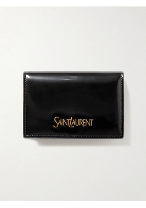 SAINT LAURENT - Appliquéd Glossed-leather Wallet - Black - One size