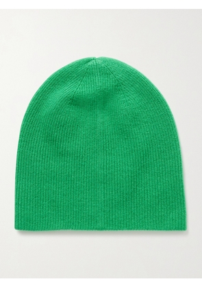 Guest In Residence - The Inside Out! Reversible Two-tone Ribbed Cashmere Beanie - Green - One size