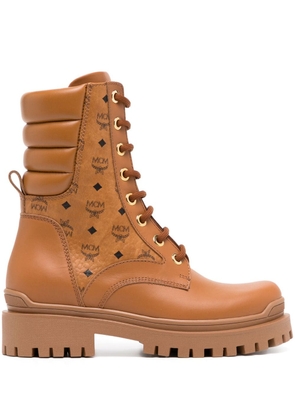 MCM monogram ankle leather boots - Brown