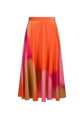 Gianluca Capannolo Printed Orange Silk Midi Skirt