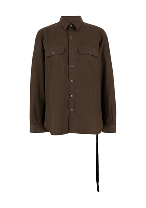 Drkshdw Brown Shirt With Oversize Band And Buttons In Cotton Man