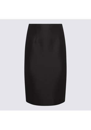 Versace Black Wool And Silk Blend Pencil Skirt
