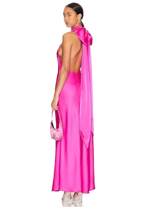 MISHA Evianna Satin Gown in Pink. Size M, S, XL, XS.