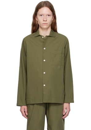Tekla Green Button Pyjama Shirt