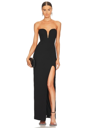 NICHOLAS Tena Deep V Sweetheart Strapless Gown in Black. Size 10, 12, 4, 6.