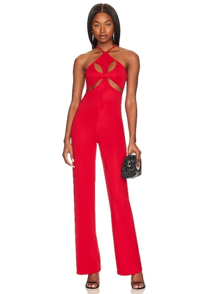 OW Collection Fleur Jumpsuit in Red. Size S.