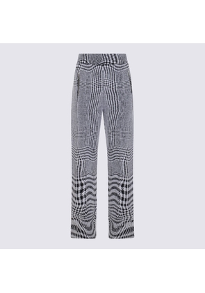 Burberry White And Black Wool Pants
