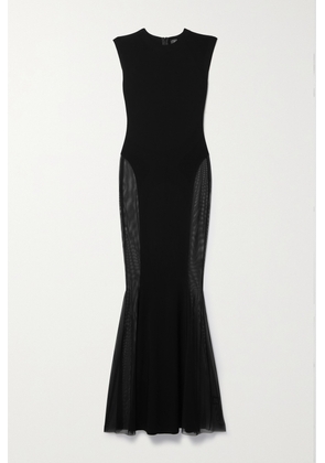 Norma Kamali - Mesh-paneled Stretch-jersey Gown - Black - xx small,x small,small,medium,large,x large
