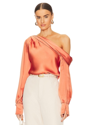 SIMKHAI Alice One Shoulder Top in Coral. Size XS.