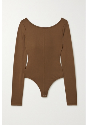 AGOLDE - Paulette Open-back Stretch Recycled-jersey Bodysuit - Brown - x small,small,medium,large,x large