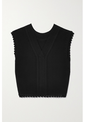 Victoria Beckham - Cropped Stretch-knit Tank - Black - UK 4,UK 6,UK 8,UK 10,UK 12,UK 14,UK 16