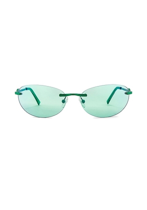 Le Specs Slinky Sunglasses in Green.