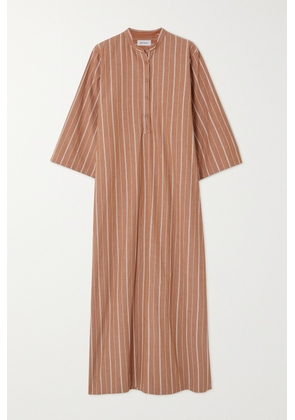 Matteau - + Net Sustain Striped Organic Cotton-blend Maxi Shirt Dress - Brown - 7,4,5,3,6,2,1