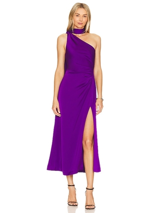 MISHA Estra Midi Dress in Purple. Size L, XS.