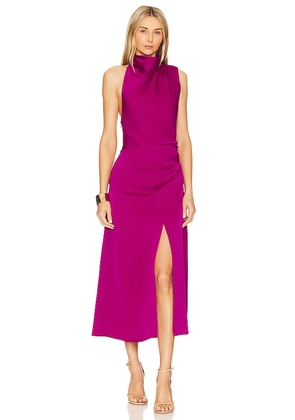MISHA Robbia Satin Midi Dress in Fuchsia. Size XS, XXS.