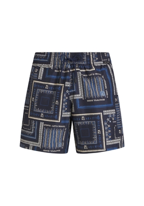Etro Navy Blue Swim Shorts With Pochette Print