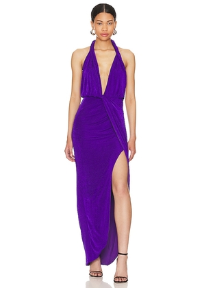 MISHA Venetia Slinky Gown in Purple. Size L, S, XL, XS, XXS.