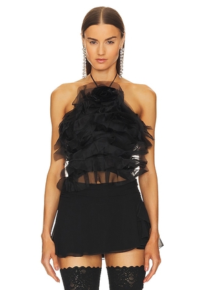 Rozie Corsets Backless Ruffle Top in Black. Size 38/M, 40/L.