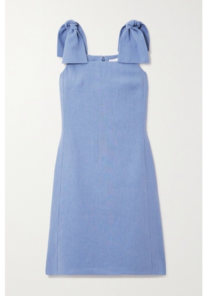 Chloé - Bow-embellished Linen-canvas Dress - Blue - FR34,FR36,FR38,FR40,FR42,FR44,FR46