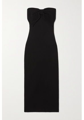 Chloé - Strapless Bow-embellished Ribbed Silk-blend Midi Dress - Black - x small,small,medium,large,x large