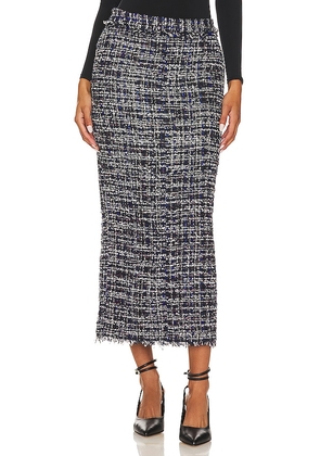 L'Academie Tweed Straight Maxi Skirt in Black. Size M, S.