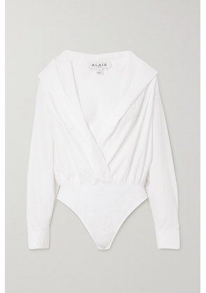 Alaïa - Archetypes Lace-trimmed Cotton-poplin Hooded Bodysuit - White - FR34,FR36,FR38,FR40,FR42,FR44,FR46