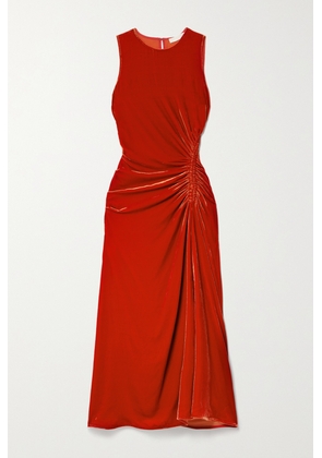 Ulla Johnson - Cornelia Ruched Velvet Midi Dress - Red - US0,US2,US4,US6,US8,US10,US12